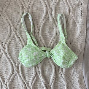 ribbed light green floral bikini top
